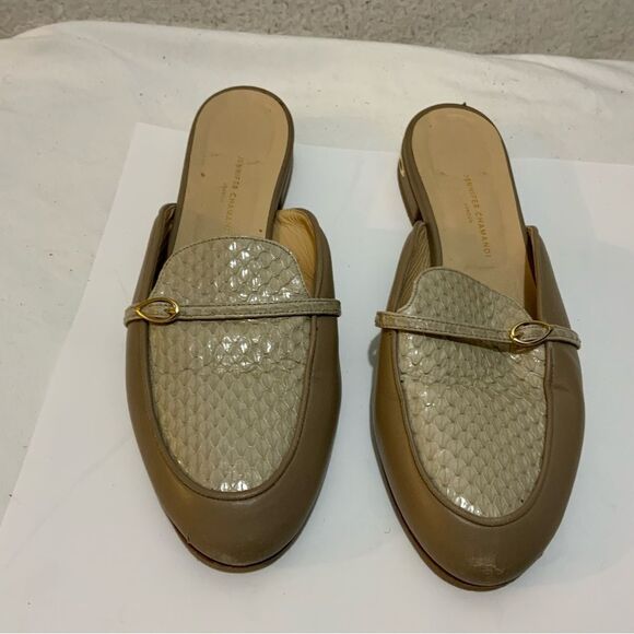 JENNIFER CHAMANDI Women gray Snakeskin  mules Flat Shoe EU 36.5/US 6.5 - Picture 2 of 13